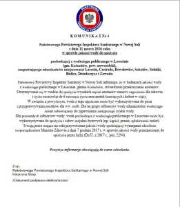 Przekroczenie azotanów w wodzie na wodociągu publicznym w Lasocinie.